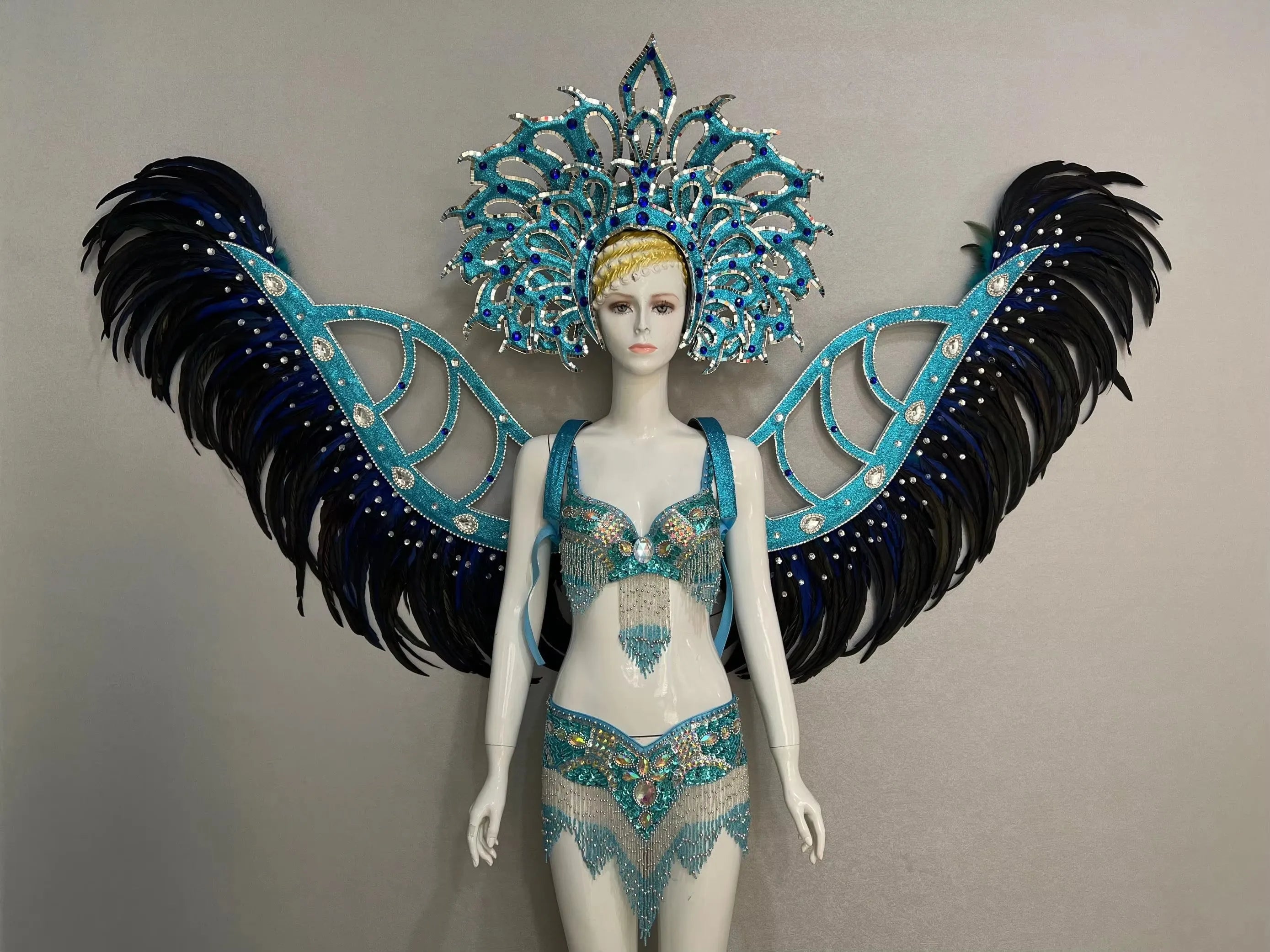 Multi-Color Feathered Wing and Headdress Performance Set