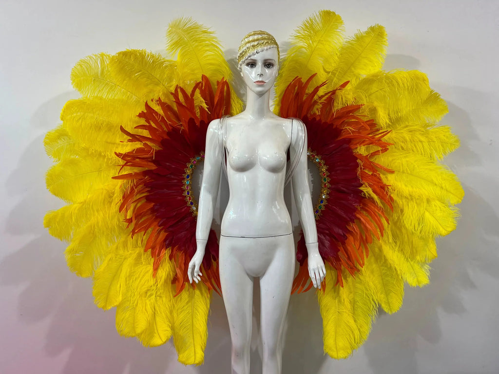 Two-Tone Feather Wing Backpiece Stage Costume Accessory