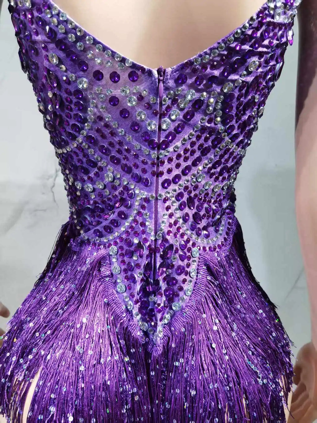 The Stardust Festival Fringe Bodysuit – Luxury Rhinestone Tassel Showgirl Costume
