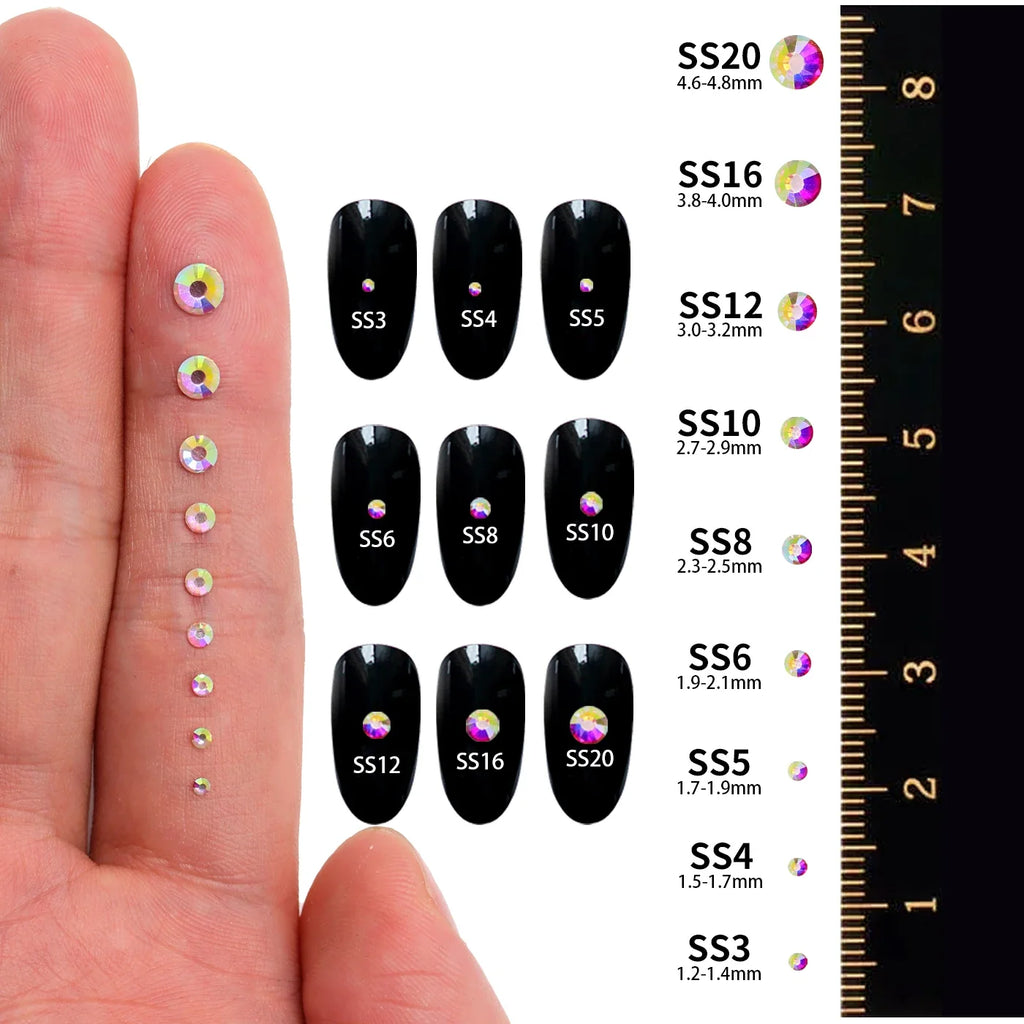 1440PC Mix Size SS6-SS20 Mocha Neon Glass FlatBack Non-Hotfix Rhinestones