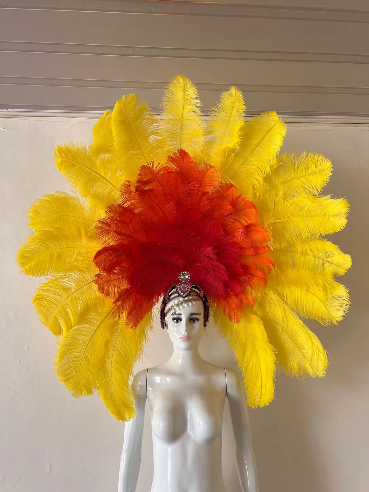 The Stardust Dionysia – Elegant Faux Fur & Rhinestone Samba Carnival Headdress