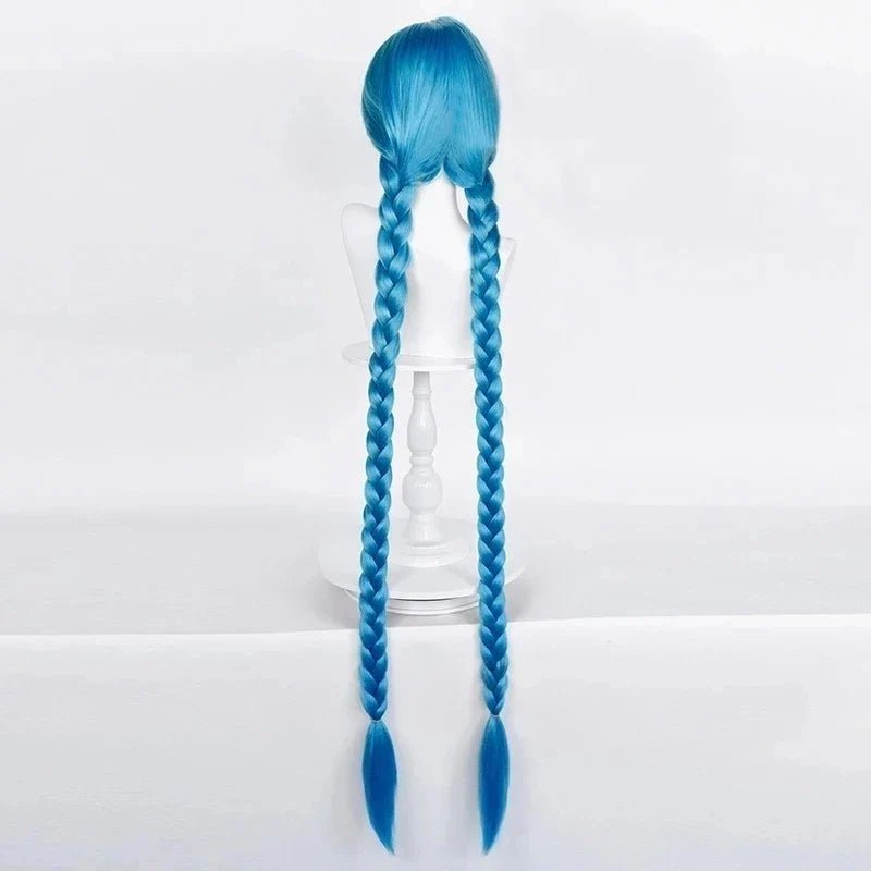 Jinx Long Blue Braided Cosplay Wig for League of Legends