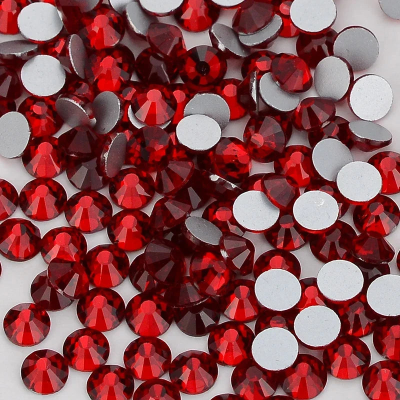 SS3-SS30 Red Series Hotfix Glass Flat-Back Rhinestones