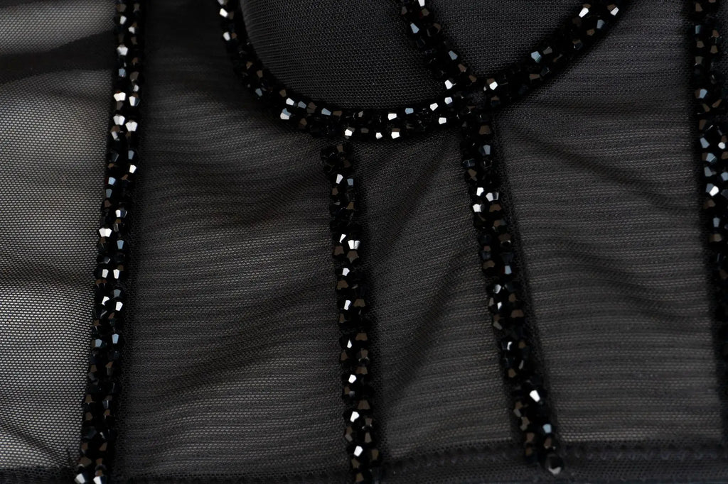 Pearl Beaded Bustier Corset Crop Top Push-Up Evening Party Camisole