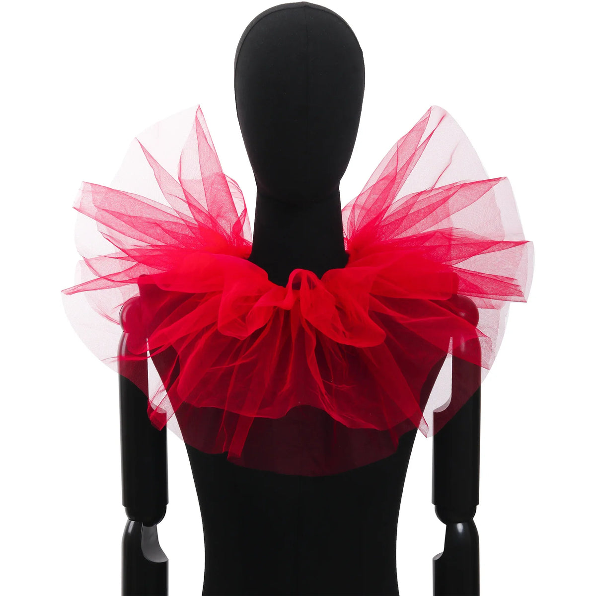 Fluffy Mesh Clown Ruff Collar & Vintage Masquerade Circus Costume Accessory