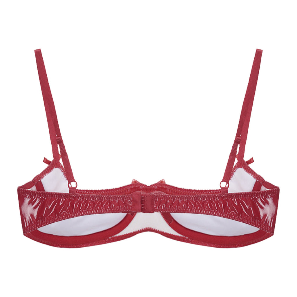 Patent Leather Underwired Open-Cup Bra
