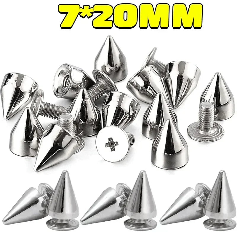 Metal Cone Studs & Spikes Screwback Rivets for Leathercraft, Clothes & DIY Hardware