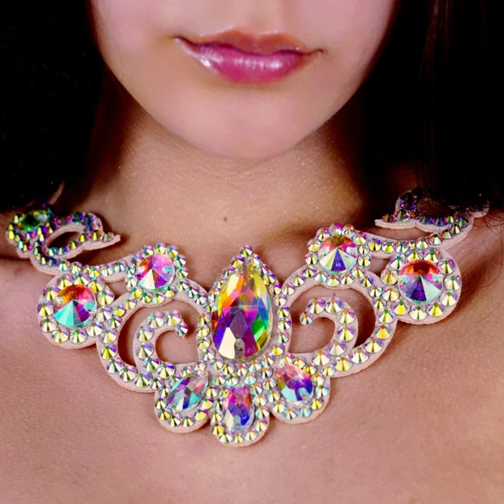 AB Rhinestone Chain Clasp Necklace