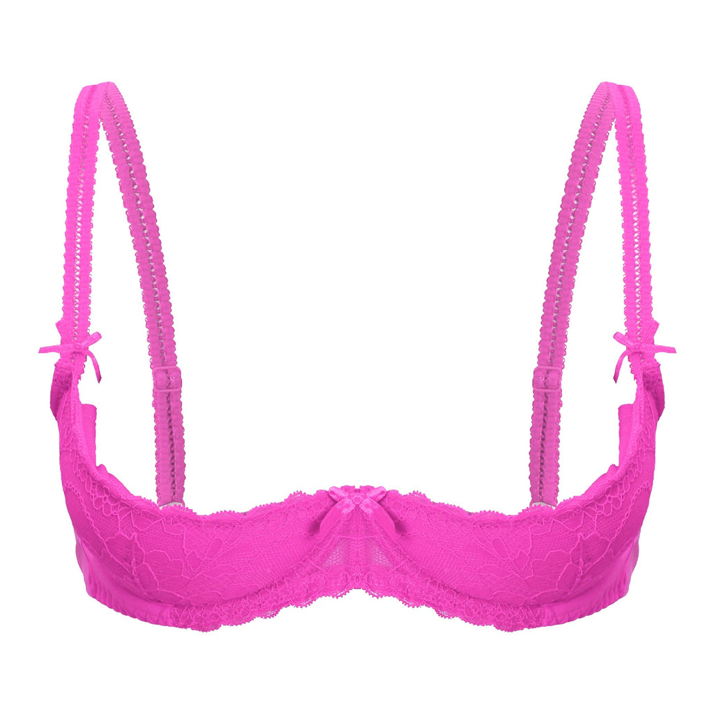 Lace Underwire Half-Cup Push-Up Bra