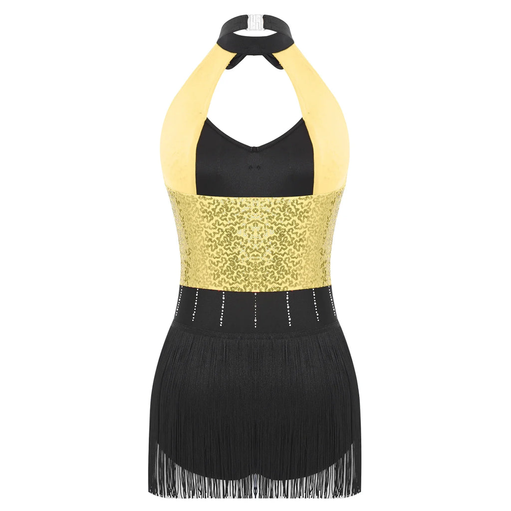 The Stardust Tuxedo Tassel Bodysuit – Luxury Sequins & Rhinestone Showgirl Leotard