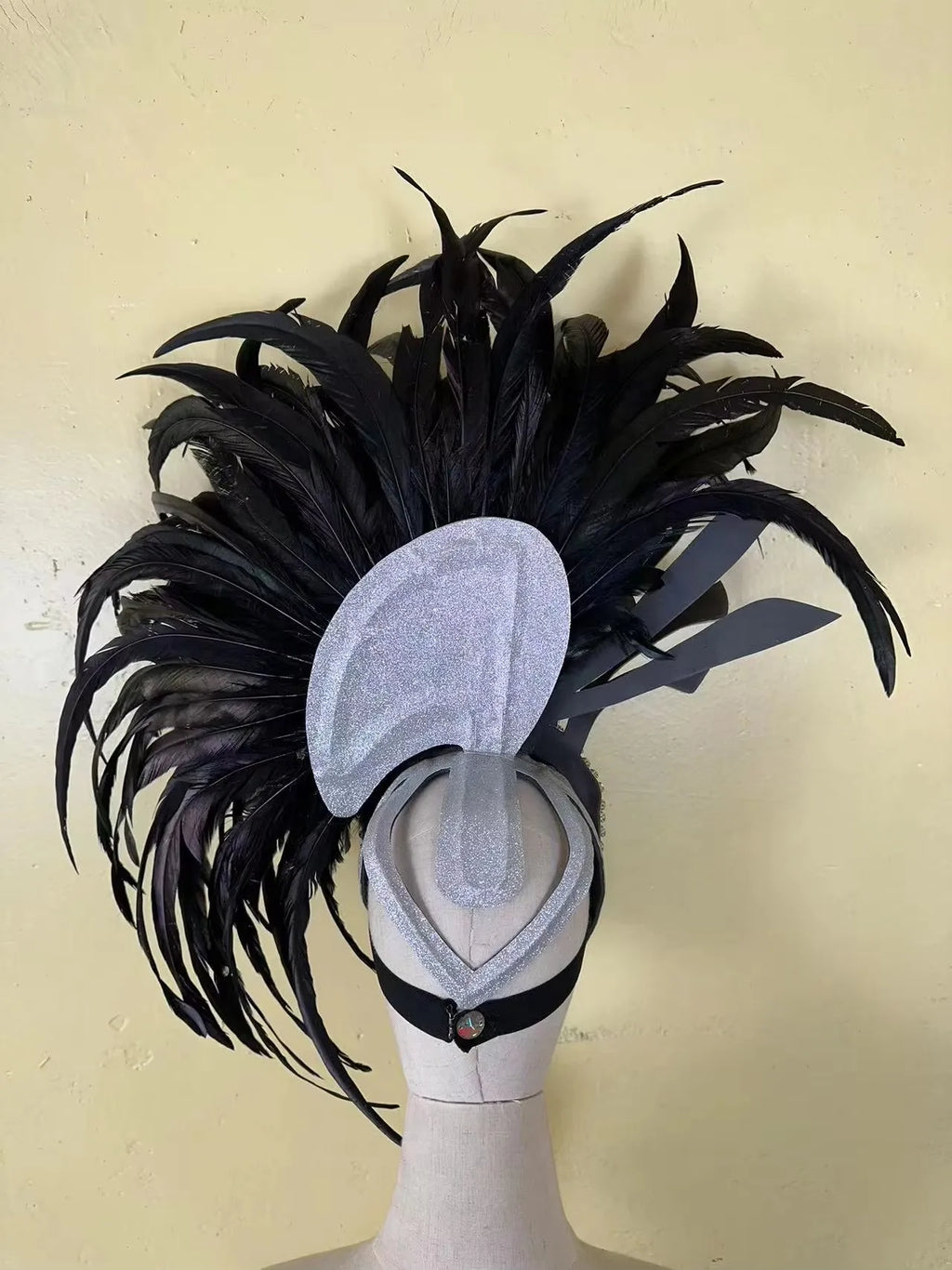 The Stardust Shadow Monarch – Premium Black Feathered Samba & Carnival Crown