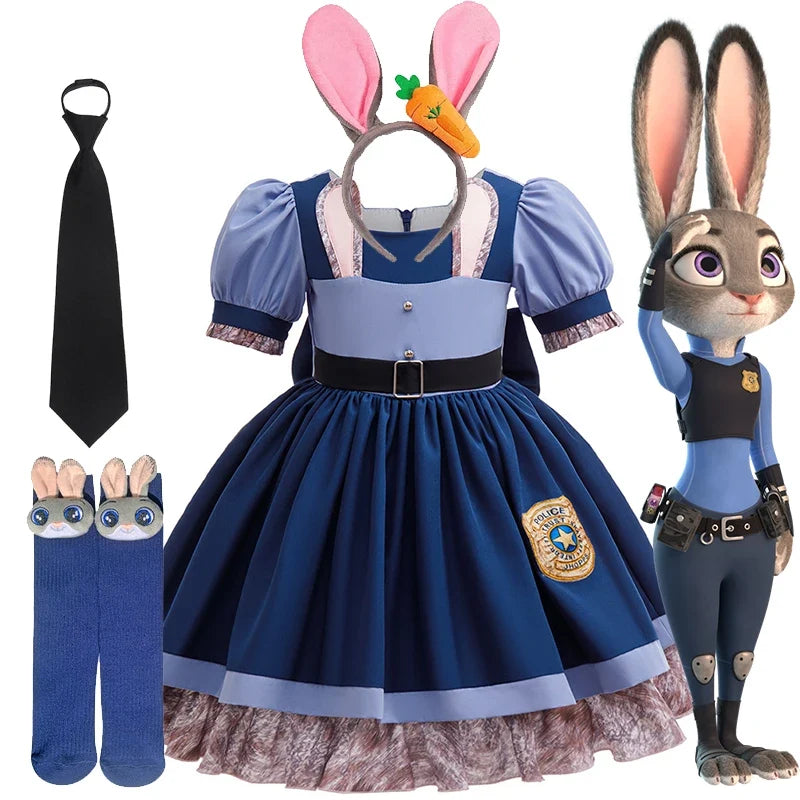 Girls Judy Hopps Bunny Police Costume Dress – Zootopia Outfit