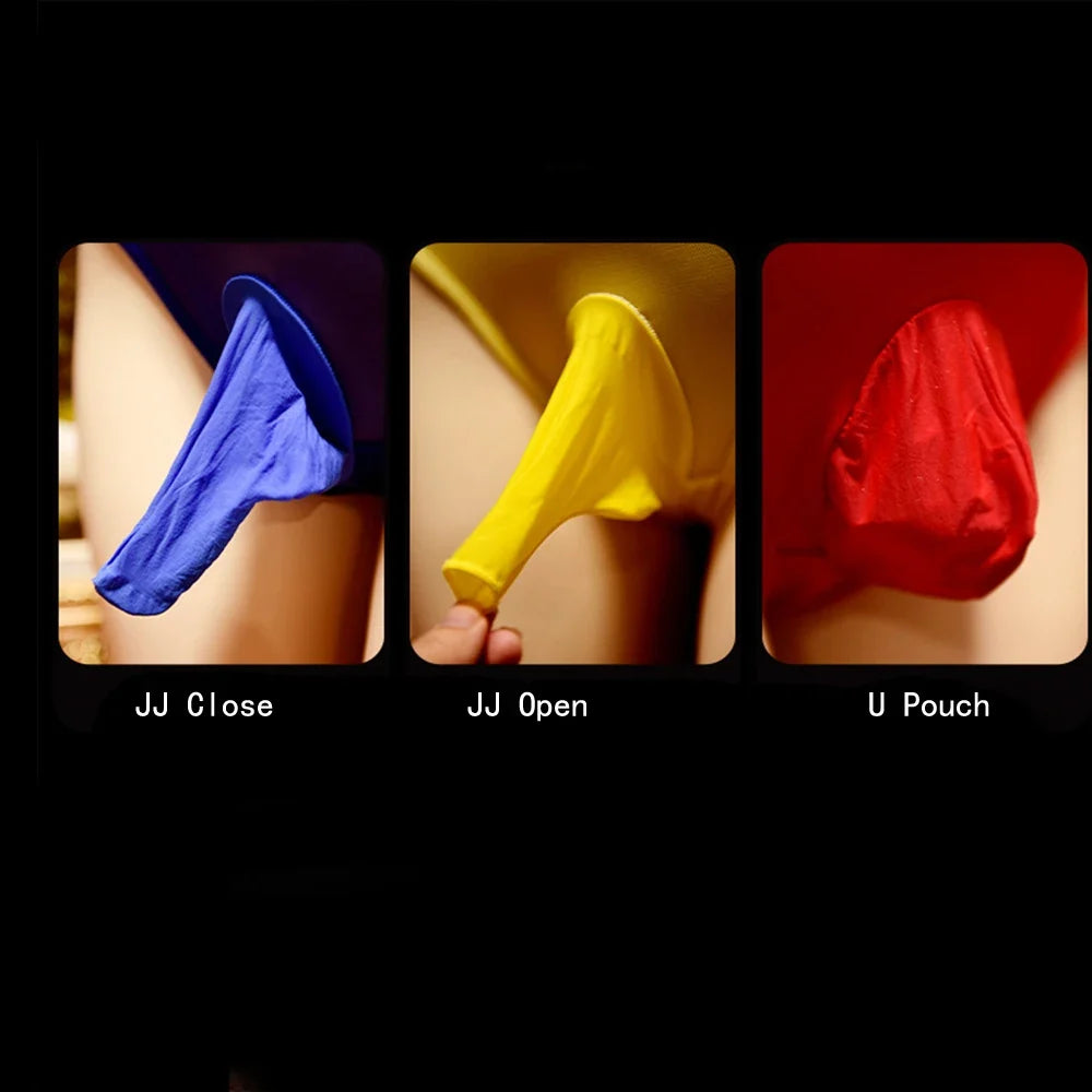 Men's Oil Glossy Sheer High-Stretch Pantyhose Tights Satin Smooth Hosiery