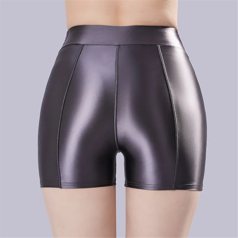 Smooth Shiny Satin Wet-Look Booty Shorts Candy Color Safety Shorts