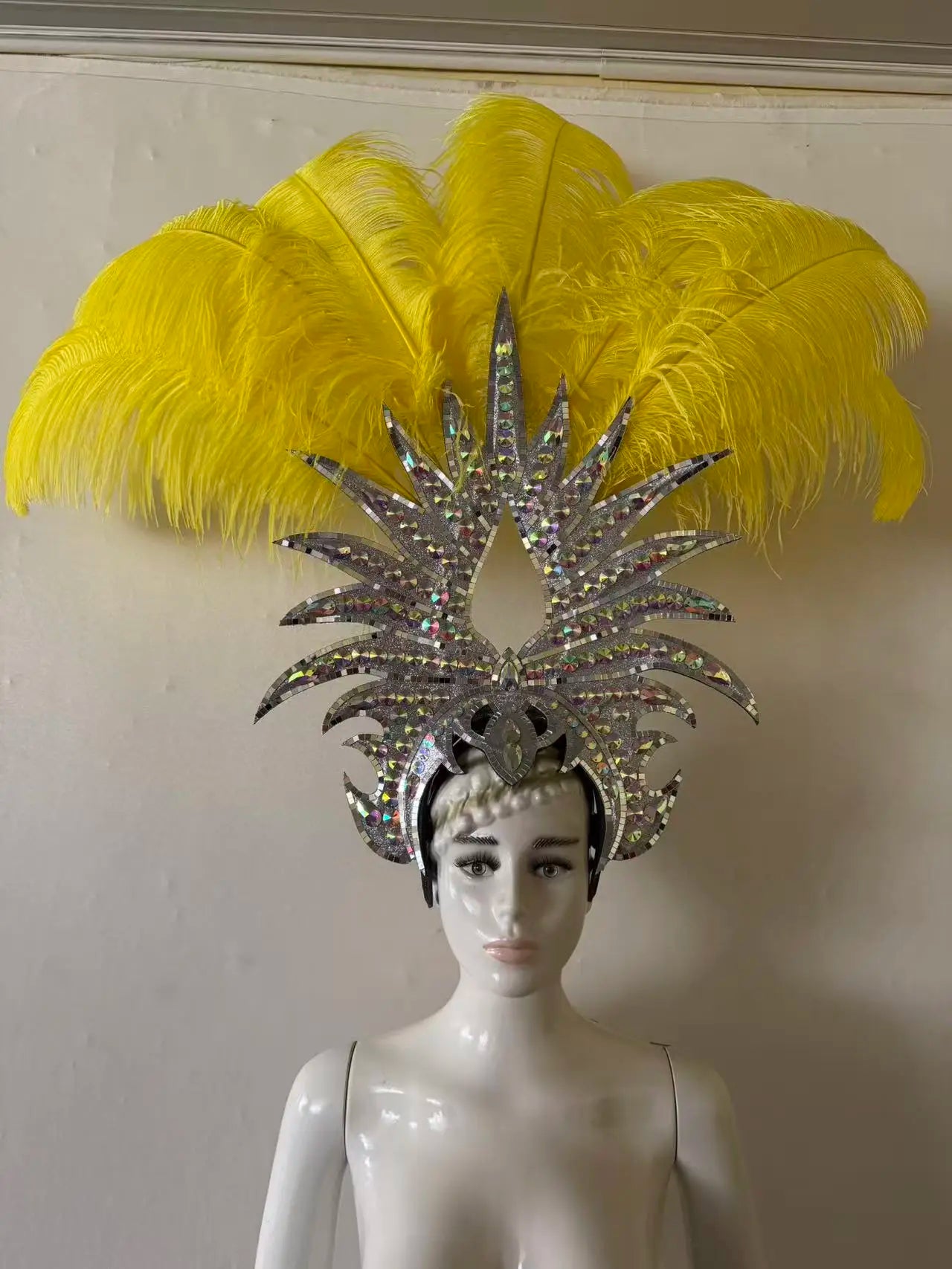 The Stardust Majestic Feather Crown – Carnival & Cabaret Stage Headdress