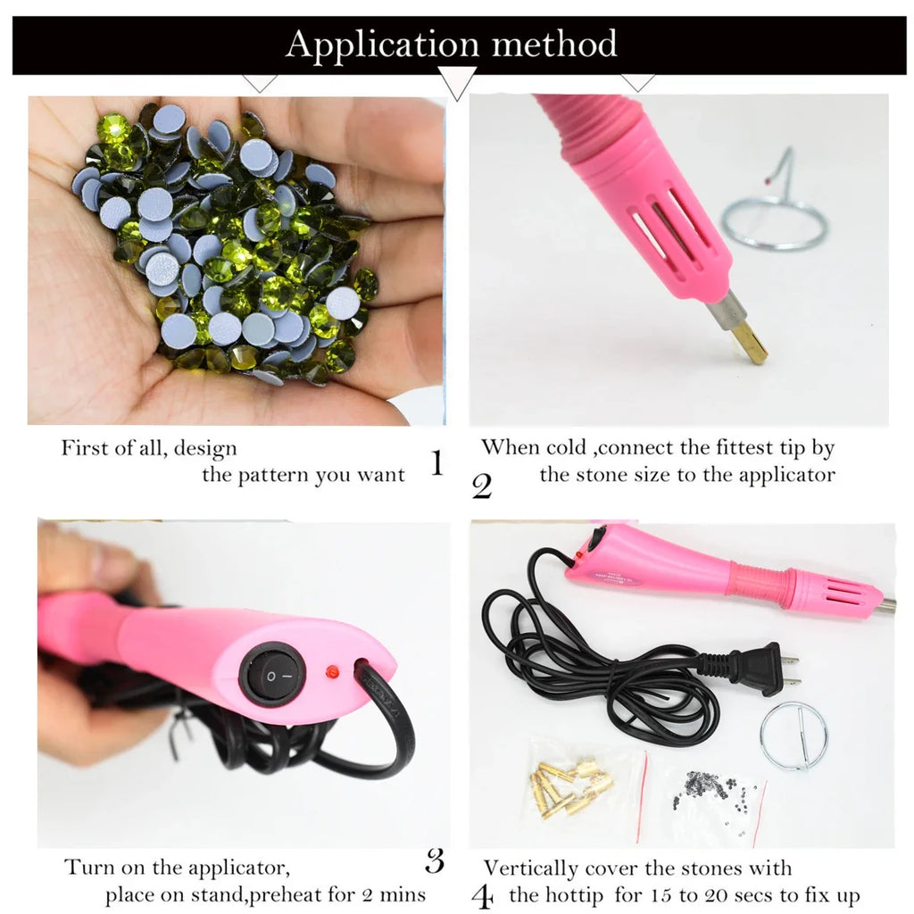 Fast-Heated Hotfix Rhinestone Applicator Wand Tool Kit