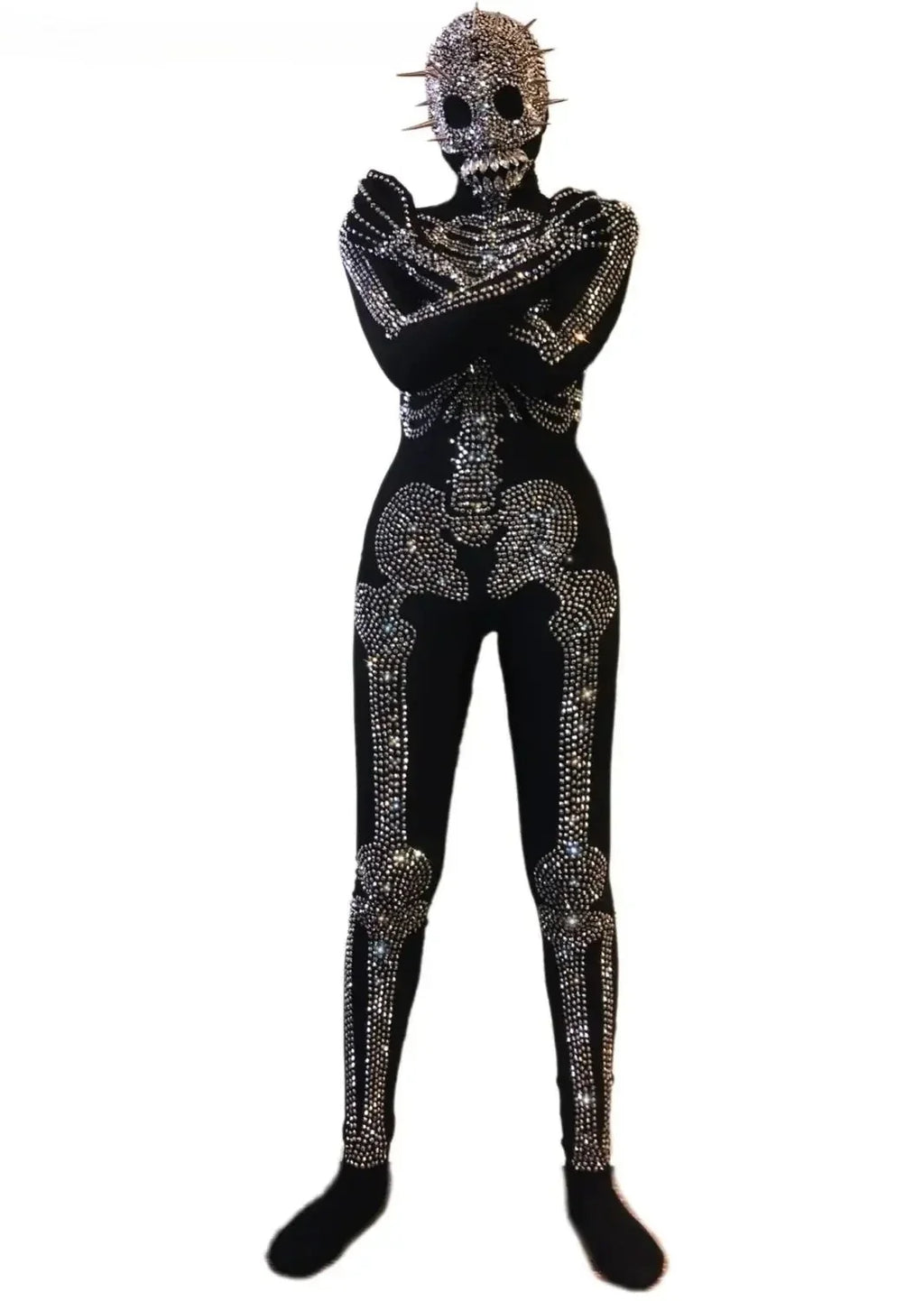 The Stardust Midnight Macabre – Rhinestone Skeleton Performance Bodysuit