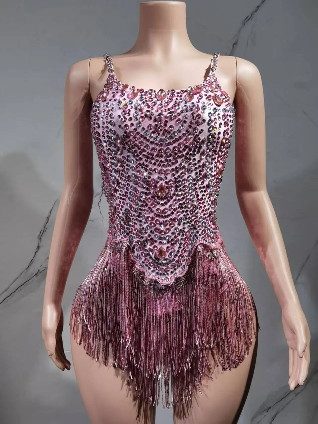 The Stardust Festival Fringe Bodysuit – Luxury Rhinestone Tassel Showgirl Costume