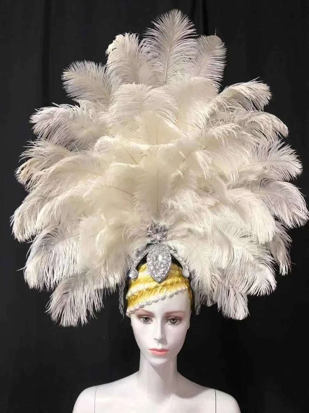The Stardust Dionysia – Elegant Faux Fur & Rhinestone Samba Carnival Headdress