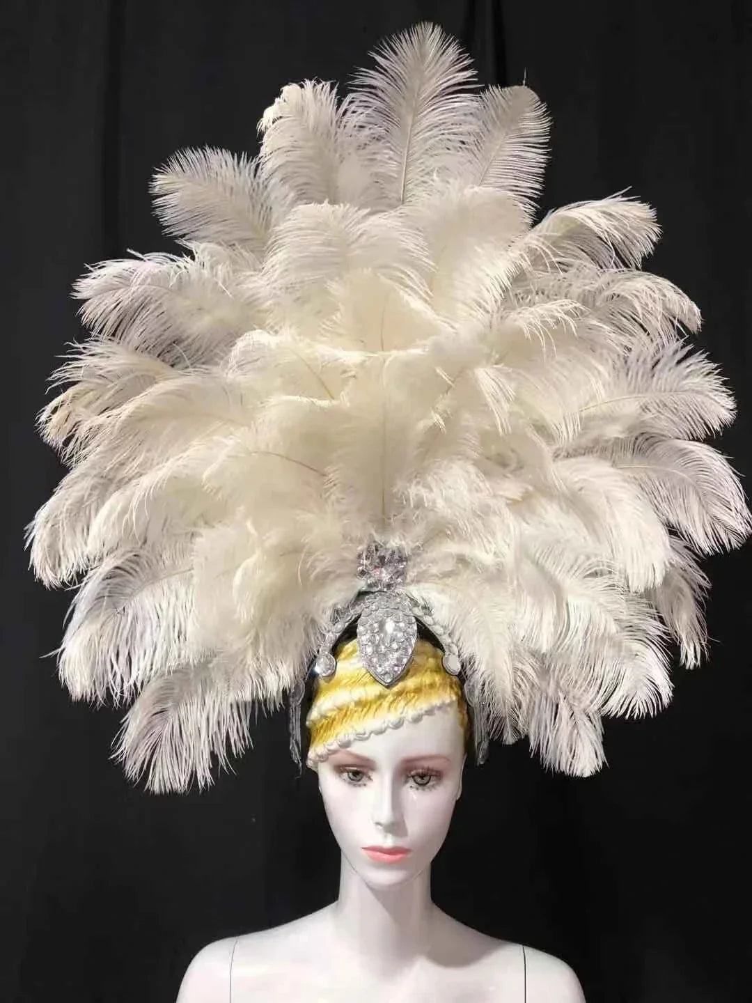 The Stardust Dionysia – Elegant Faux Fur & Rhinestone Samba Carnival Headdress
