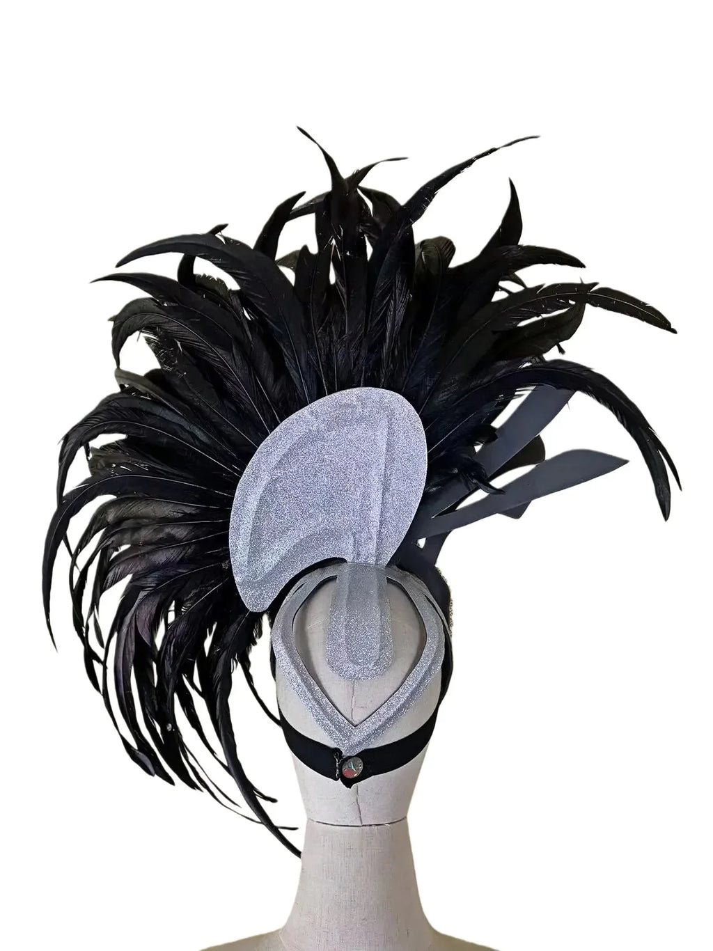 The Stardust Shadow Monarch – Premium Black Feathered Samba & Carnival Crown
