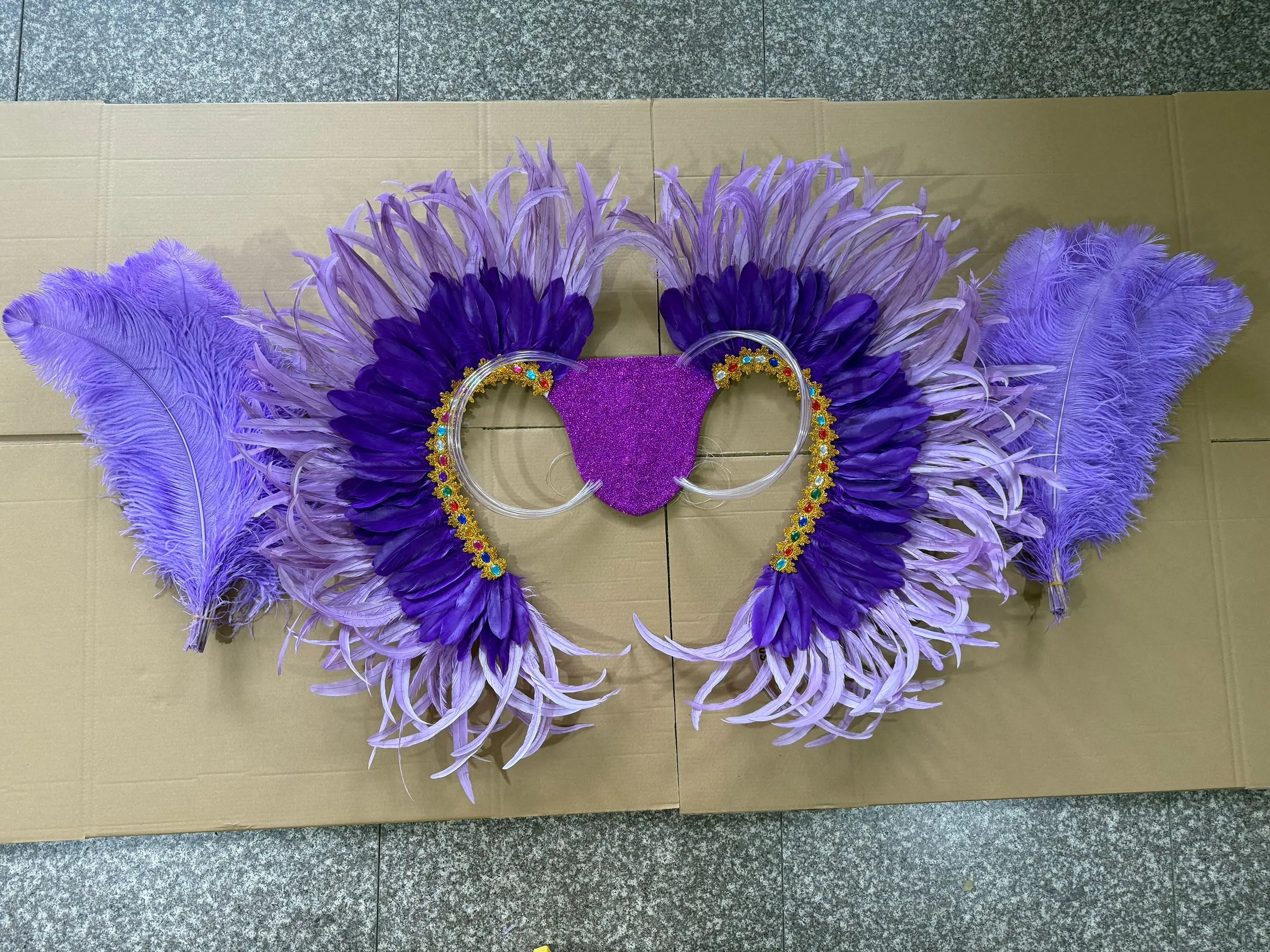 Two-Tone Feather Wing Backpiece Stage Costume Accessory