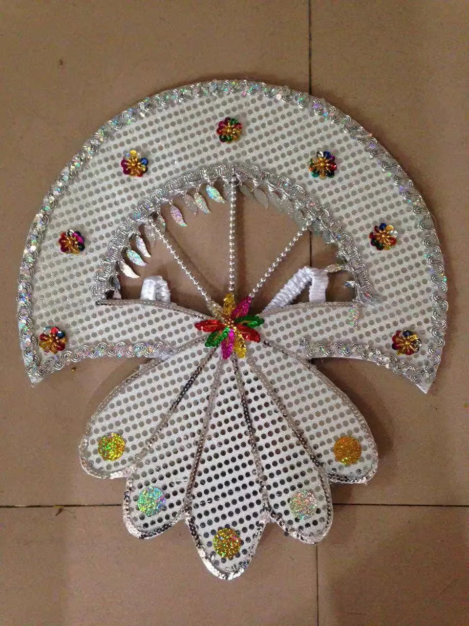 Sequined Butterfly-Style Costume Backpiece with Draped Chain