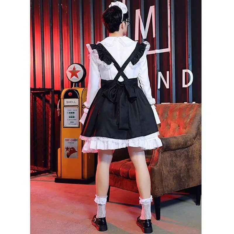 Women Maid Lolita Cosplay Costume – Black & White Apron Dress
