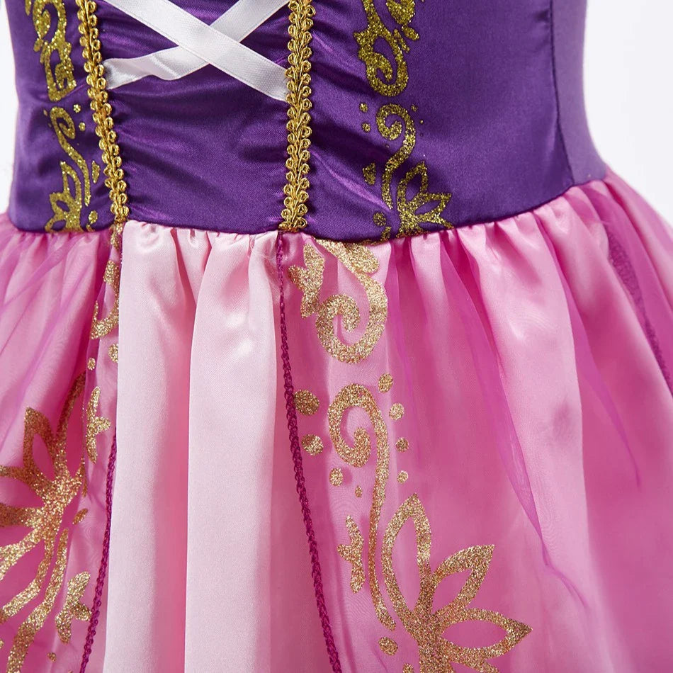 Girls Rapunzel Princess Costume Dress – Tangled Cosplay Outfit
