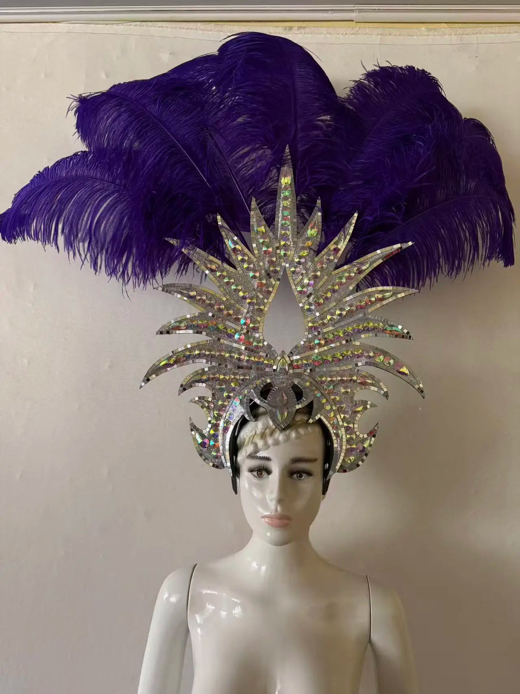 The Stardust Majestic Feather Crown – Carnival & Cabaret Stage Headdress