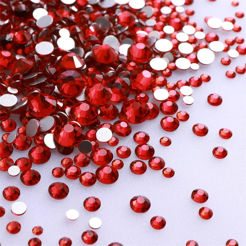 SS3-SS30 Red Series Hotfix Glass Flat-Back Rhinestones
