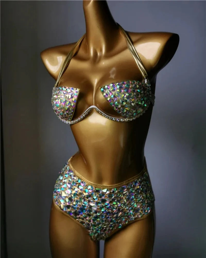 The Venus Horizon Rhinestone Bikini – Premium Crystal Triangle Showgirl Set