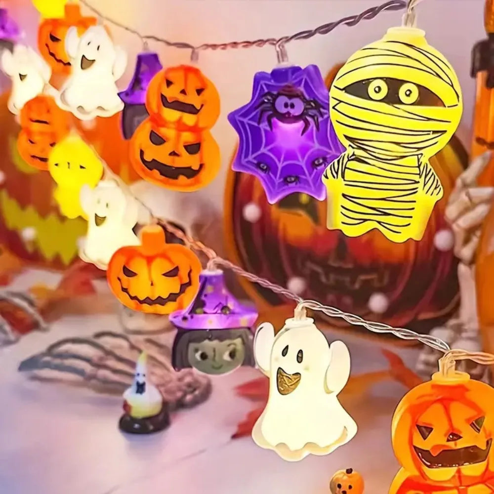 1PC 1.5M10LED/3M20LED Halloween Battery Box 8-Element Light String,Without Battery,Used for Halloween,Autumn Harvest Decoration