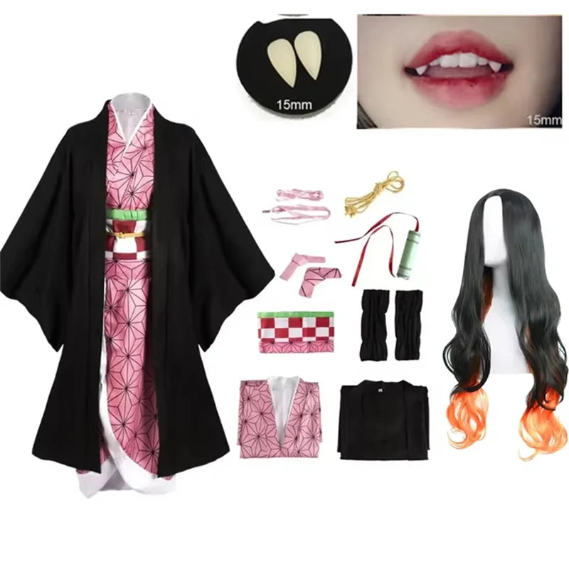Nezuko Kamado Anime Cosplay Costume – Demon Slayer Kids Outfit