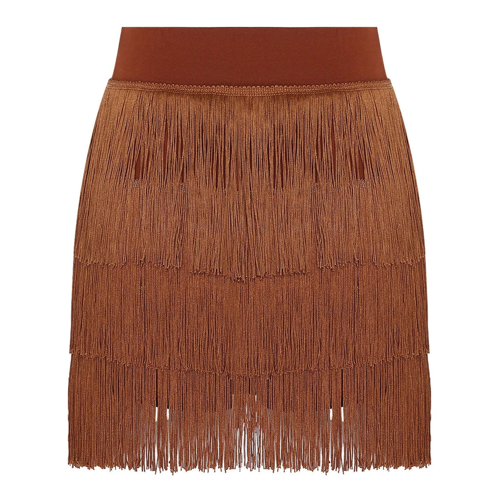 The Stardust Havana Fringe Skirt – High-Waist Tiered Tassel Performance Skirt