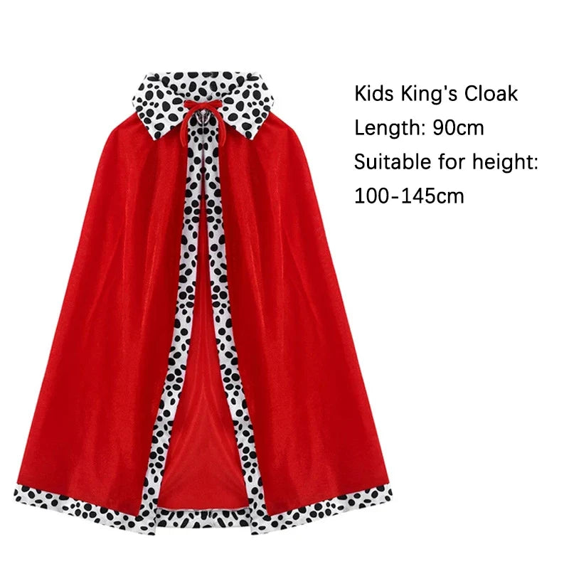 King Prince Cape Cosplay Costume with Crown – Royal Cloak Set