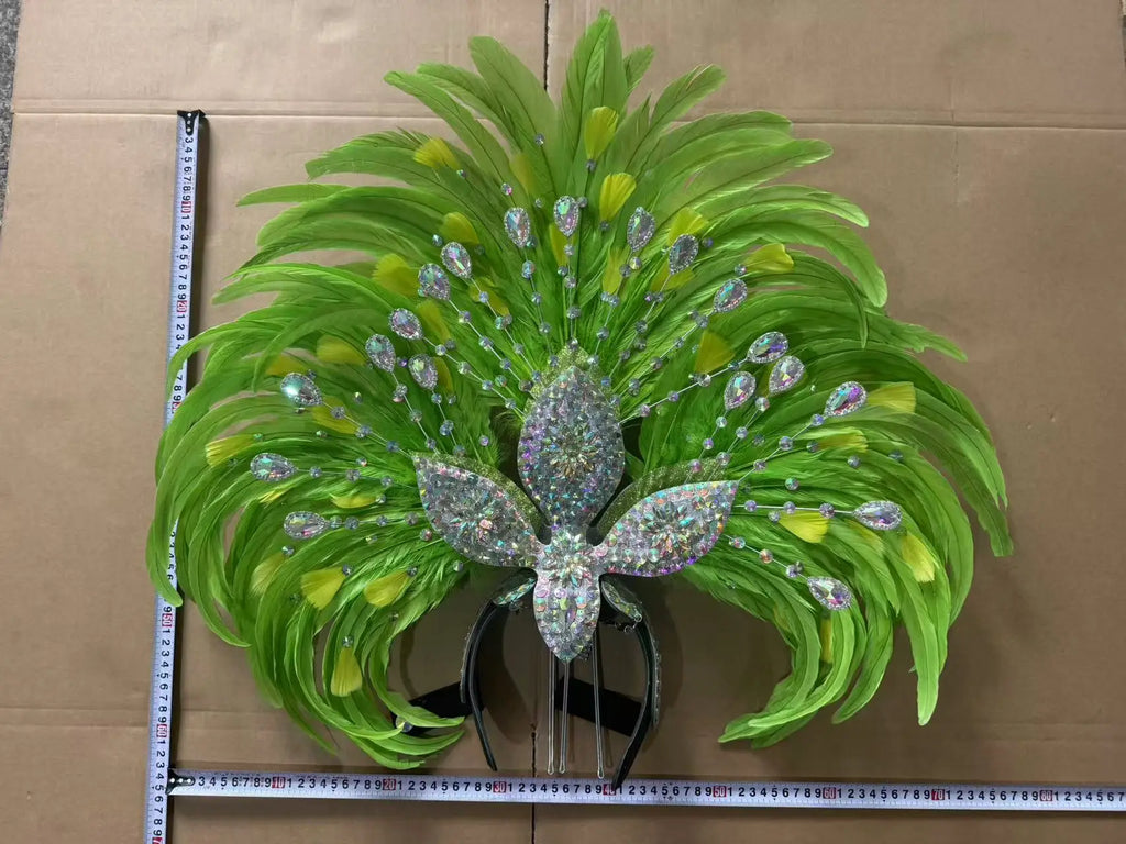 Feather headdress samba costume carnival halloween party bar performance hat makeup dance wings parade