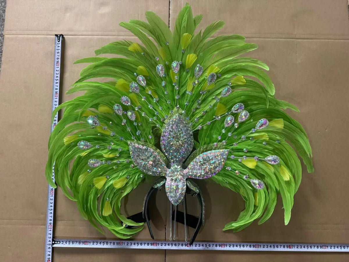Feather headdress samba costume carnival halloween party bar performance hat makeup dance wings parade