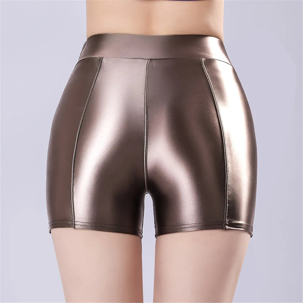 Smooth Shiny Satin Wet-Look Booty Shorts Candy Color Safety Shorts