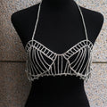 Dazzling Multilayer Fringed Body Chain & Jumpsuit Bikini Set