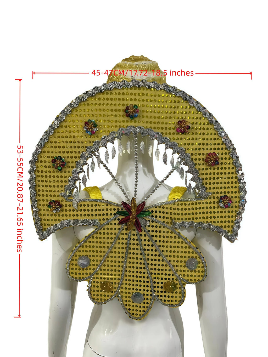 Sequined Butterfly-Style Costume Backpiece with Draped Chain