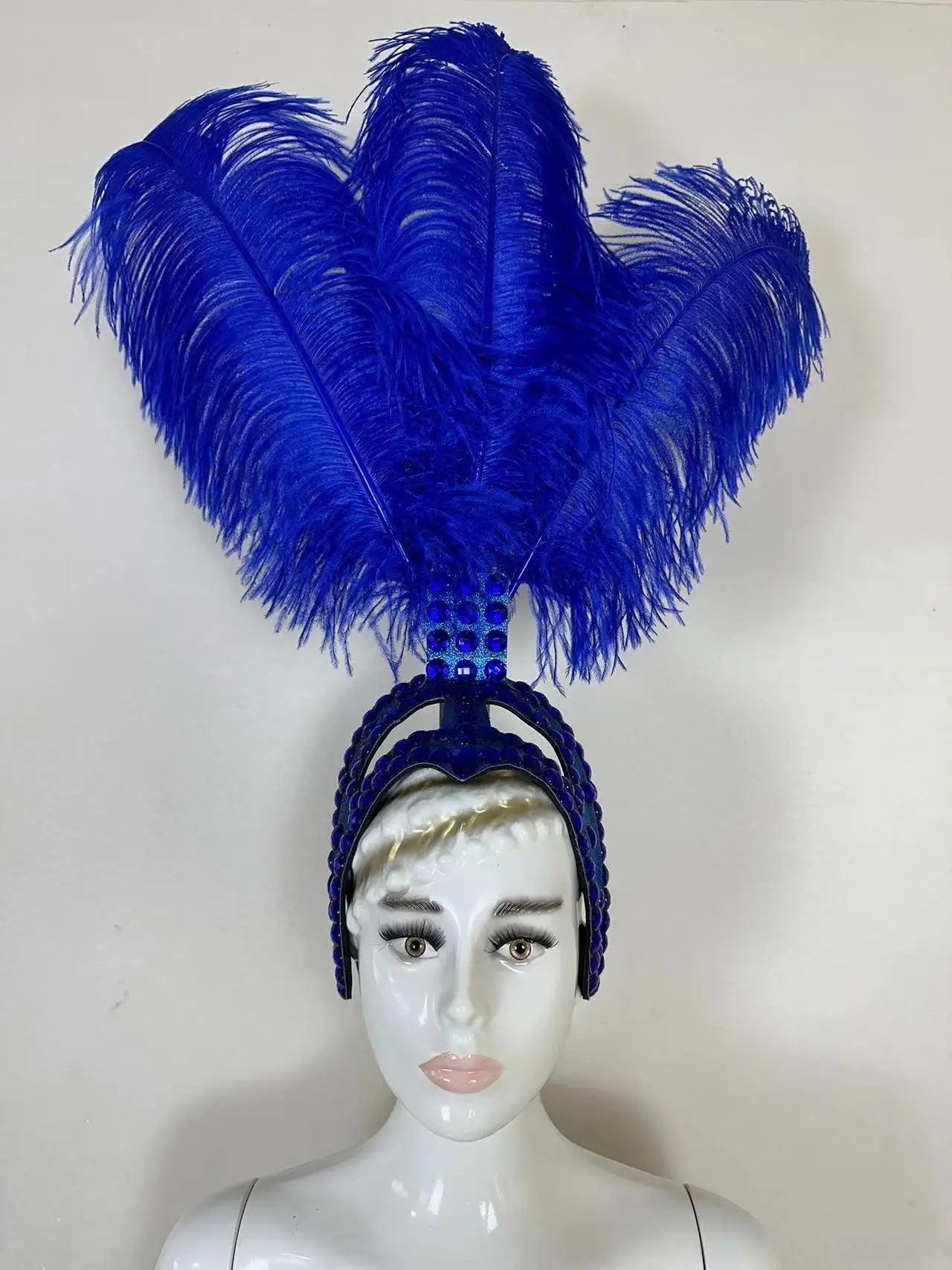The Stardust Azure Sovereign – Royal Blue Feather Samba Carnival Headdress