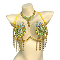 Sparkly Samba Carnival Stone Wire Bra & Necklace Two-Piece Dance Costume Set