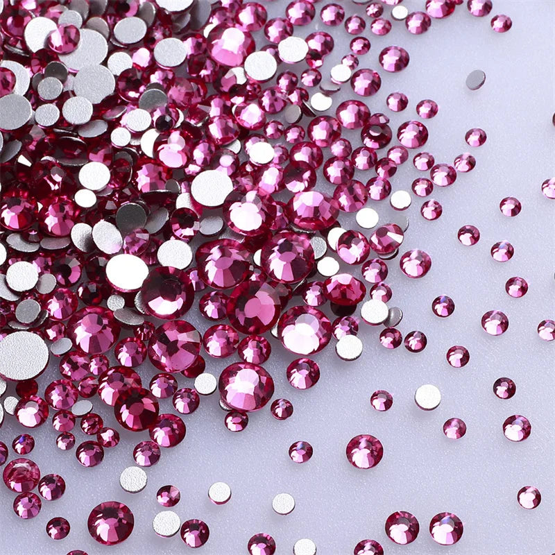 SS3-SS30 Red Series Hotfix Glass Flat-Back Rhinestones