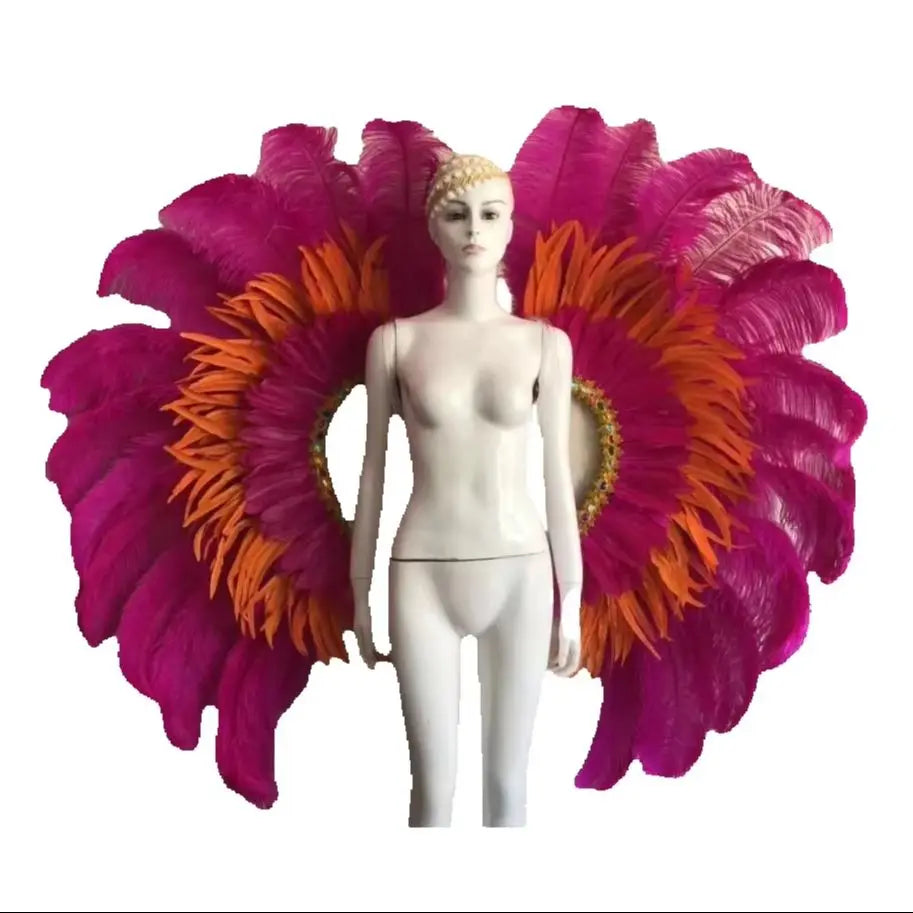 Two-Tone Feather Wing Backpiece Stage Costume Accessory