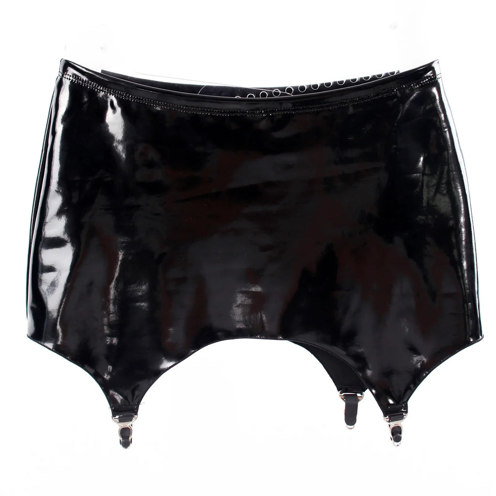 High-Waist Patent Leather Garter Belt High-Gloss Liquid Elastic Suspender Belt