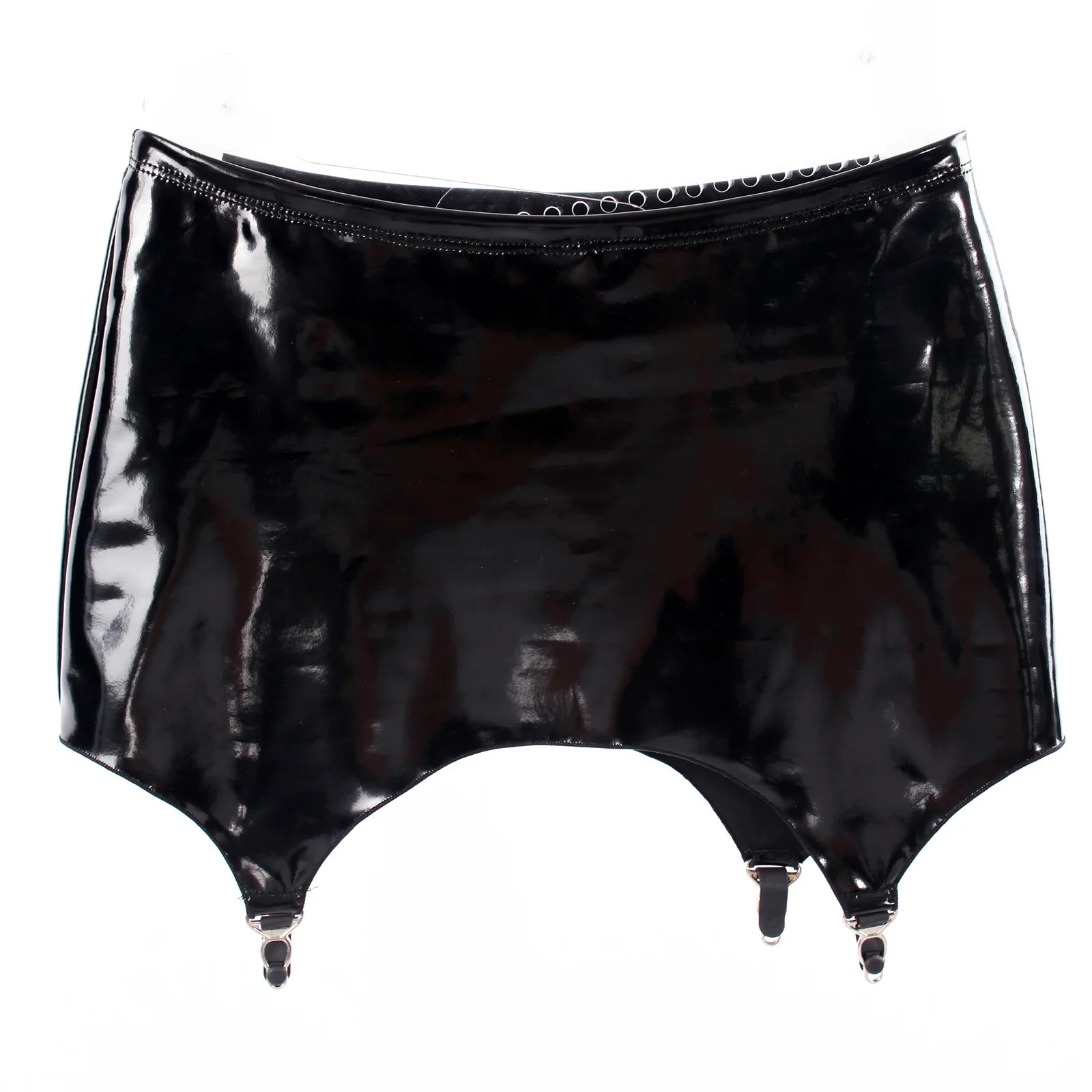 High-Waist Patent Leather Garter Belt High-Gloss Liquid Elastic Suspender Belt