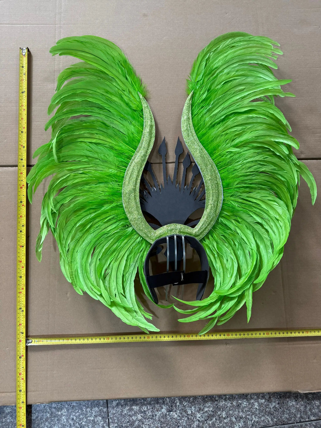 The Stardust Vertigo – Emerald Green Feathered Carnival & Samba Headdress