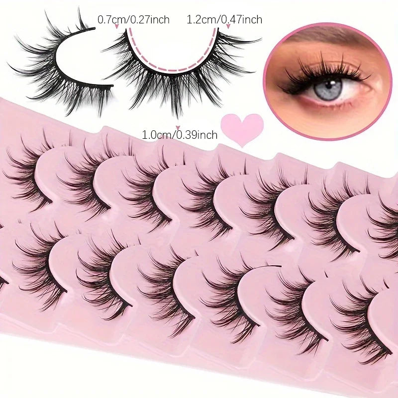 7 Pairs Manga Lashes - Natural Look, 3D Volume, Wispy, Fluffy, Spiky, Anime & Cosplay Eyelashes - Pack