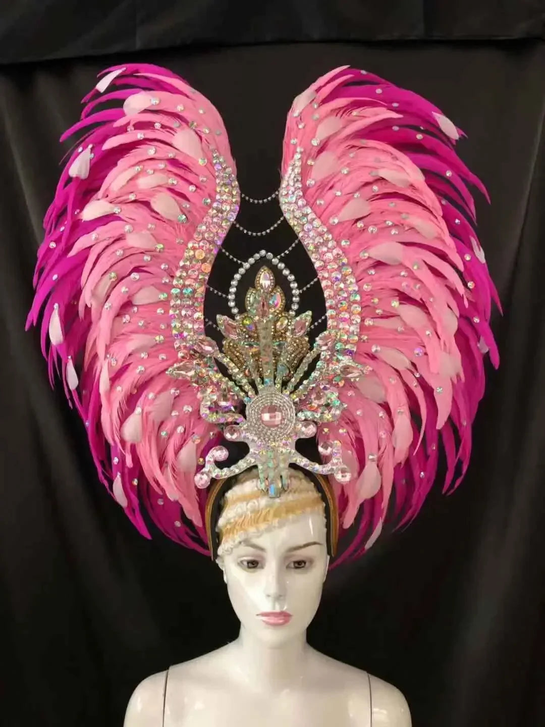 Feather headdress samba costume carnival halloween party bar performance hat makeup dance wings parade